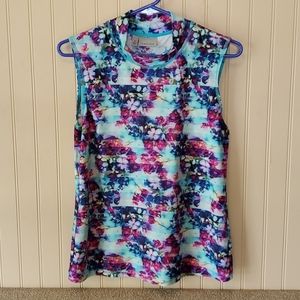 EUC Athleta floral tank medium purple blue pink